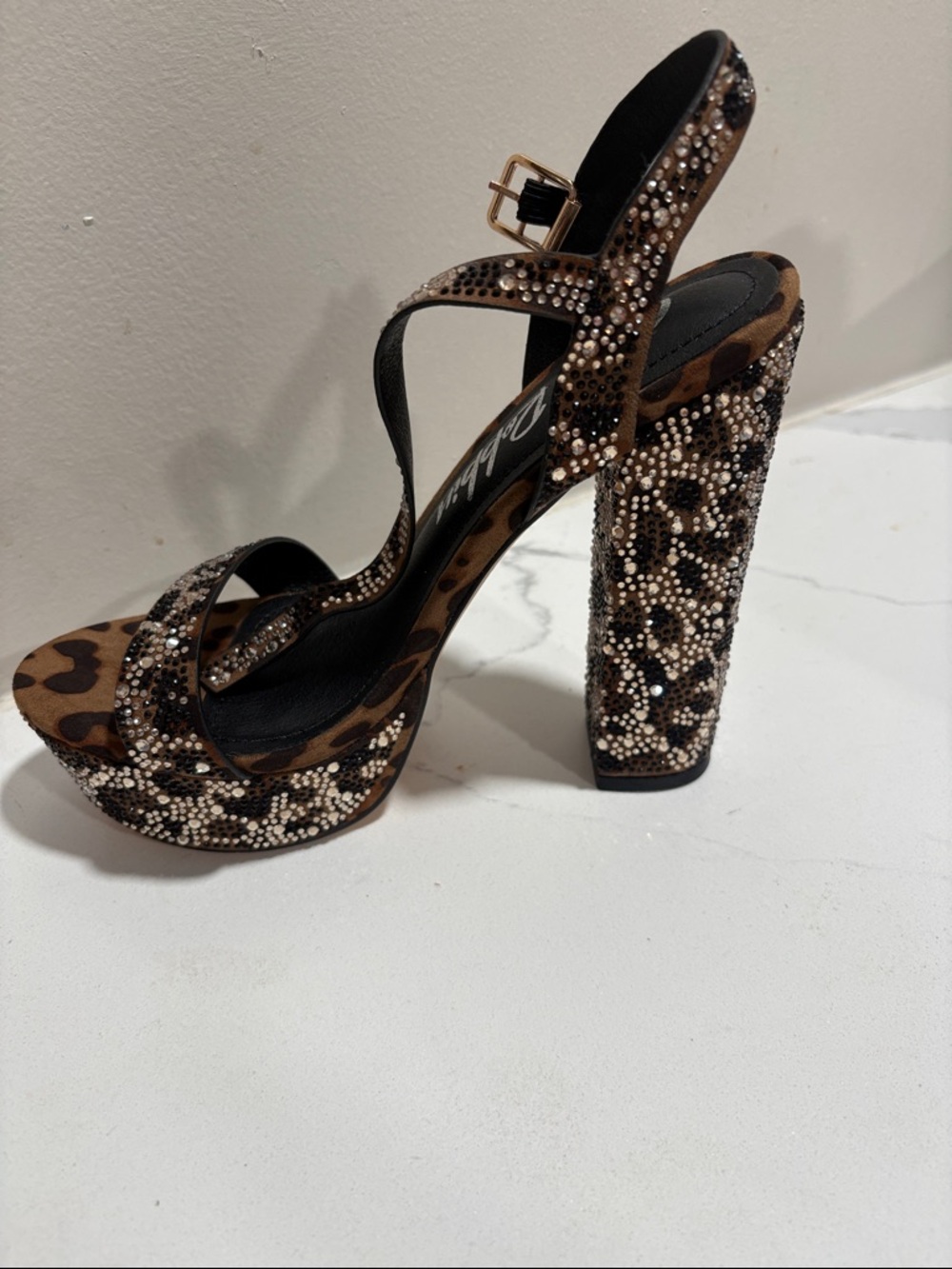 Cape Robbin Leopard Print Rhinestone Platform Sandal - Brown & Black - Picture 1 of 4